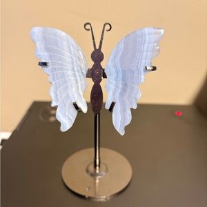 Blue Lace Agate Crystal Butterfly carving